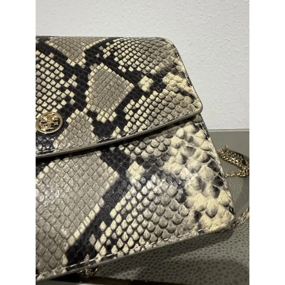 Tory Burch Python Snakeskin Print Leather flap crossbody or hand bag